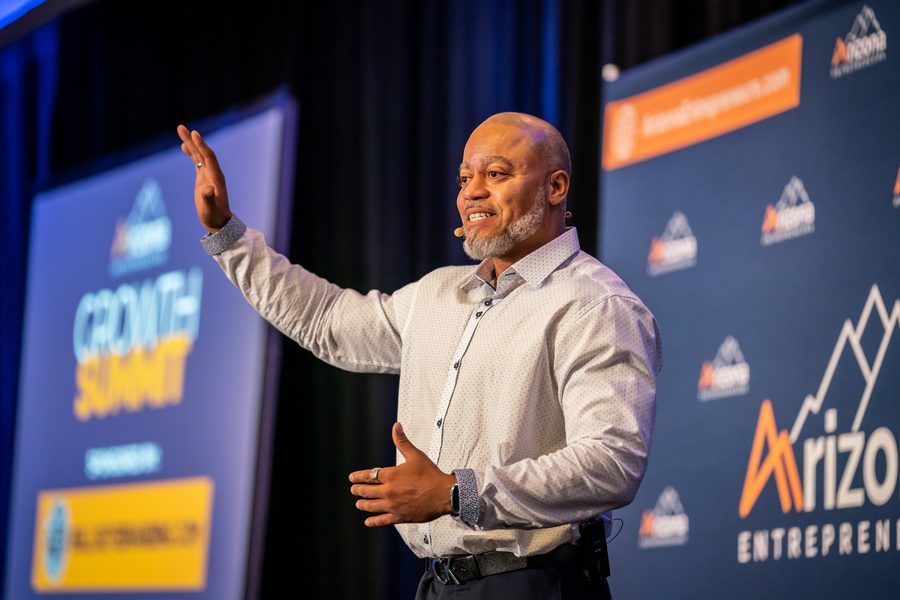 Princeton Clark keynote speaking on stage